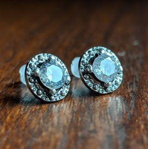 Silver and Crystal Round Earrings